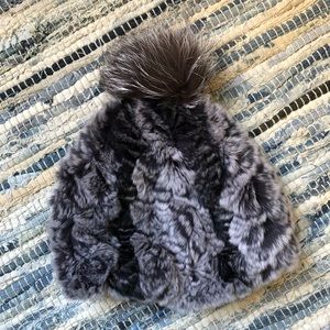 Tory Burch Rabbit Fur Pom Pom Hat